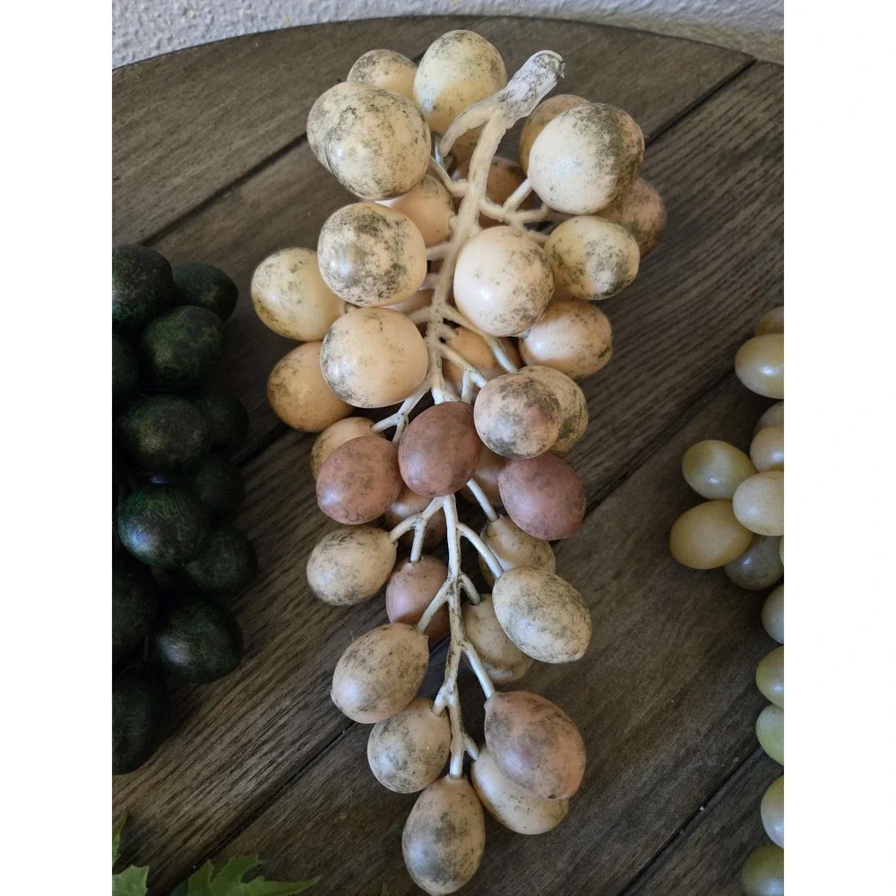 Vintage Faux Rubber Plastic Grapes Lot of 7 Various Colors & Sizes